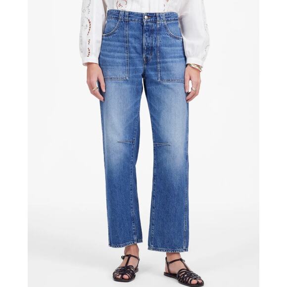 Madewell The Darted Barrel Leg Jeans WMNS 31 Kingsmark Wash Oversized Button Fly - Picture 1 of 9